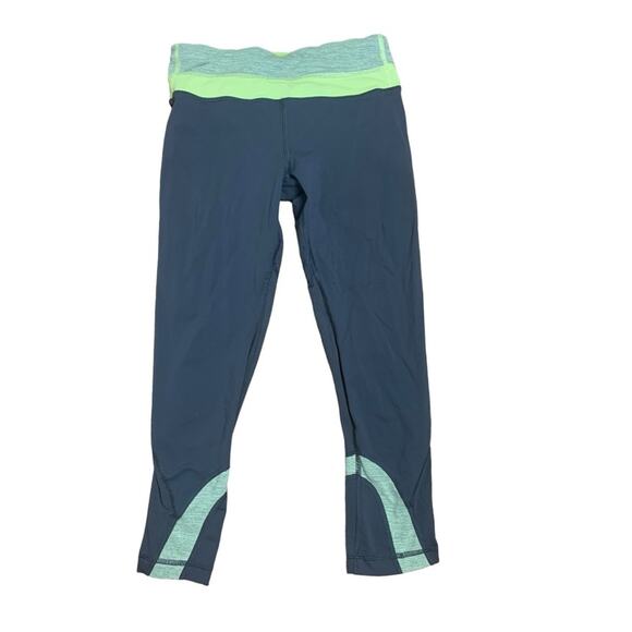 Lululemon size 4 small run inspire crop leggings gray yellow workout gym - Picture 1 of 9